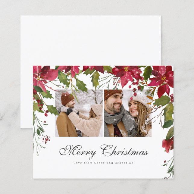 Foto personalizada de Poinsettia de Natal BUDGET (Frente/Verso)