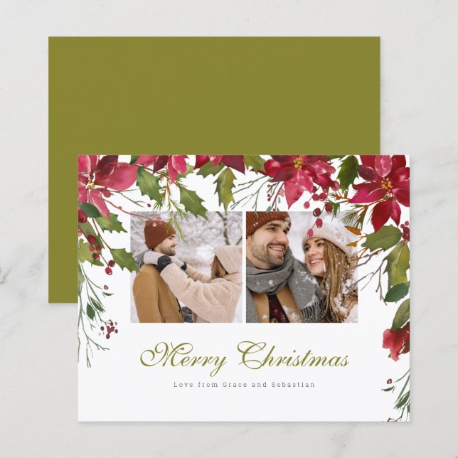 Foto personalizada de Poinsettia de Natal BUDGET (Frente/Verso)