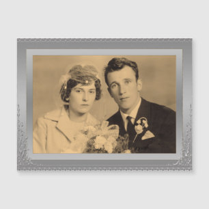 Foto personalizada de quadro de borda prateada ele