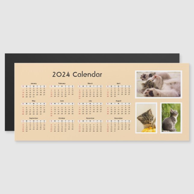 Foto personalizada do calendário magnético 2024 (Frente/Verso)