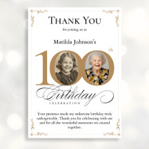 Foto personalizada Dourada 100º Cartões de agradec