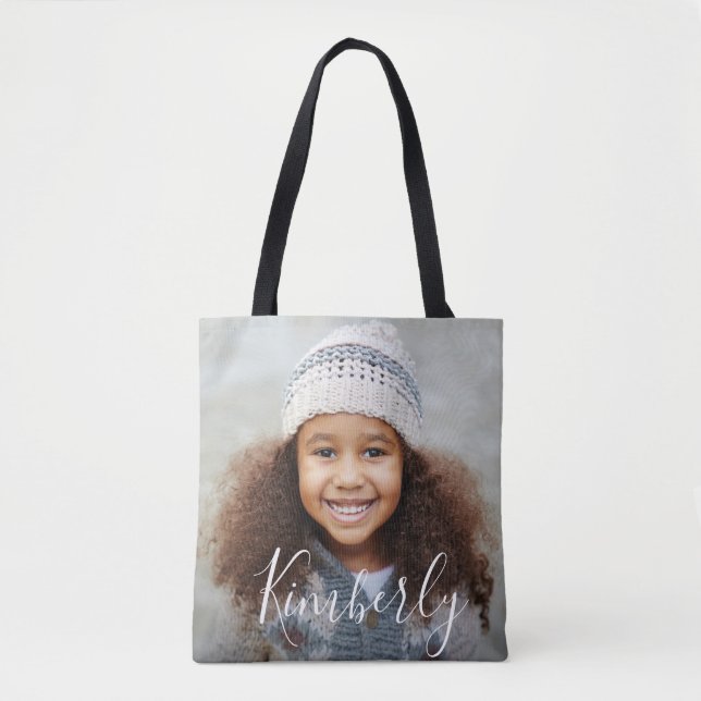 foto personalizada e bolsa de tote de nome (Frente)