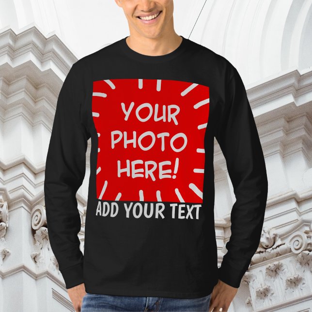Foto personalizada e camisa de manga longa de text (Create your own long sleeve men shirt!)