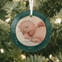 Foto personalizada e nome Primeiro Natal Verde do 