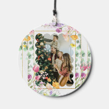 Foto Personalizada Floral de Quadro Dourado Elegan