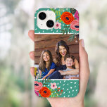Foto Personalizada Floral e Pontos Brilhante<br><div class="desc">Capa de telefone impressa personalizada personalizada com sua foto. Este design giro giro apresenta uma borda floral colorida em volta de sua foto e fundo de abstrato. Use as ferramentas de design para escolher qualquer cor de fundo, adicionar mais fotos e texto e criar uma única capa de telefone de...</div>