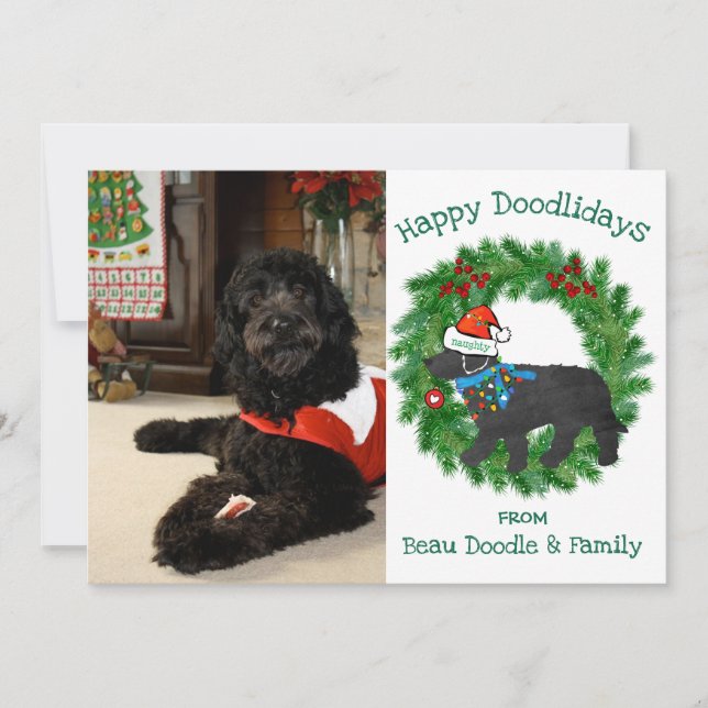 Foto personalizada Labradoodle natalício (Frente)