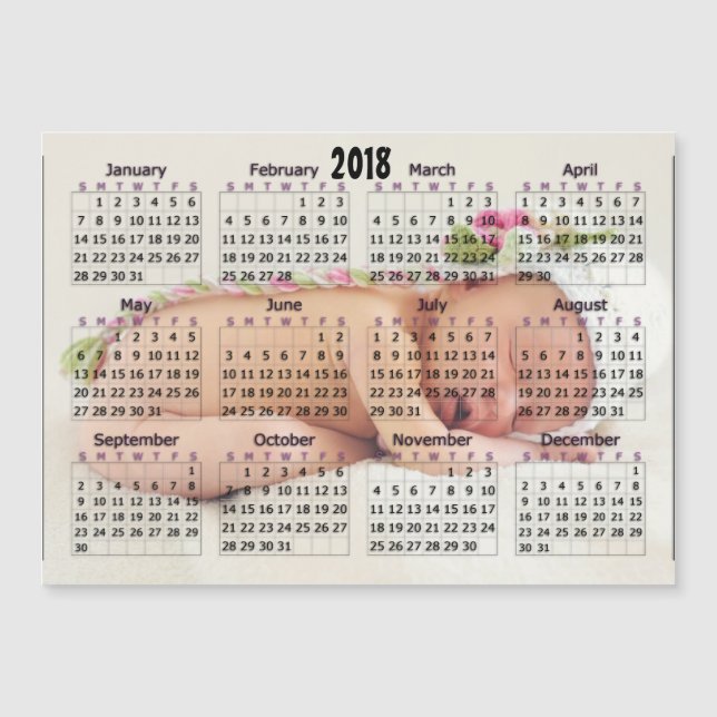 Foto personalizada magnética de 2018 calendários (Frente)
