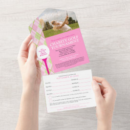 Foto personalizada RSVP do torneio de golfe cor-de