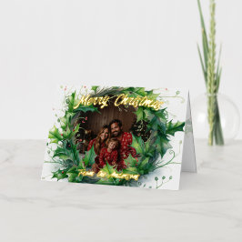 Foto personalizada Watercolor Holly Wreath