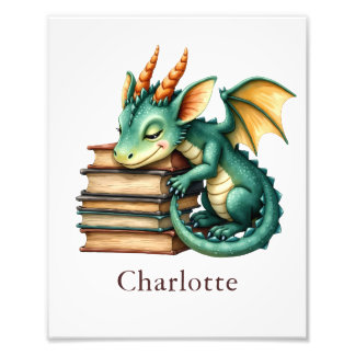 Foto Personalize Dragon Art Print Custom Nursery Kids 