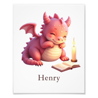 Foto Personalized Baby Dragon Art Print Nursery Name 