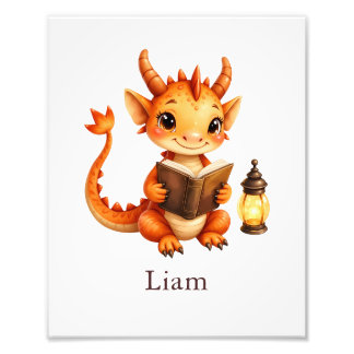 Foto Personalized Dragon Art Print Custom Nursery Kids 