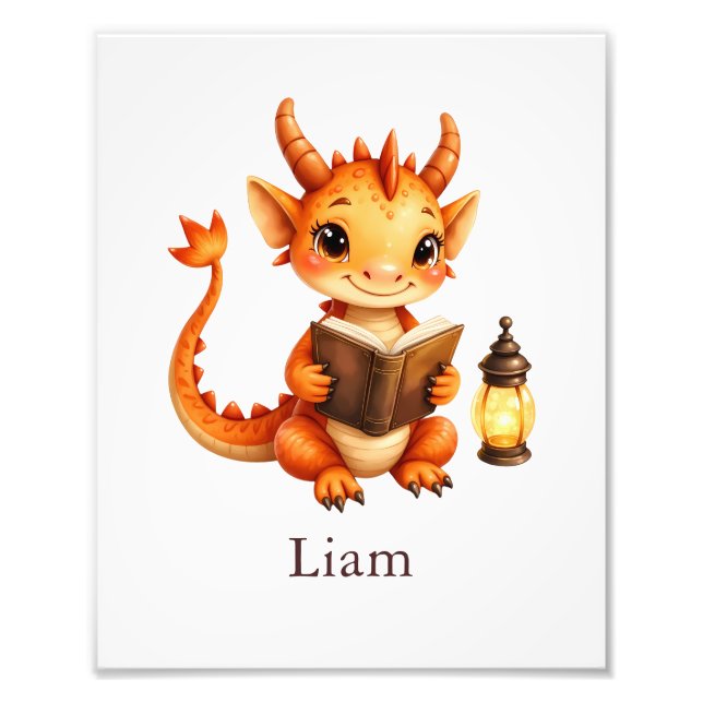 Foto Personalized Dragon Art Print Custom Nursery Kids  (Frente)