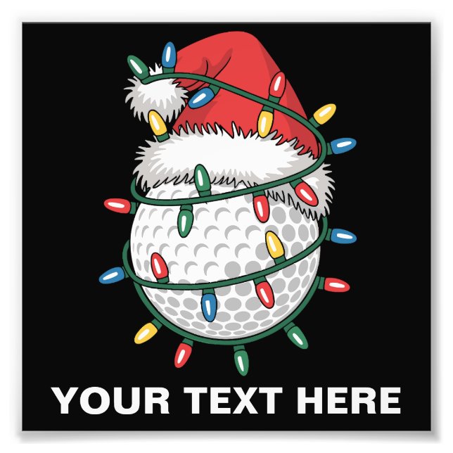 Foto Personalized Golf Ball Santa Hat Christmas Lights (Frente)