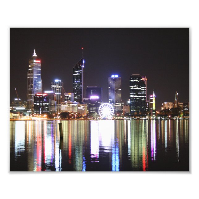Foto Perth City, Night Skyline, Austrália 10 x 8- Impre (Frente)