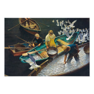 Foto Pescadores do porto escuro de Newell Convers Wyeth