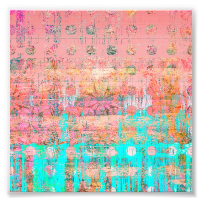 Foto Pêssego e Bolinhas de Tinta Meteorizada Turquesa (Frente)