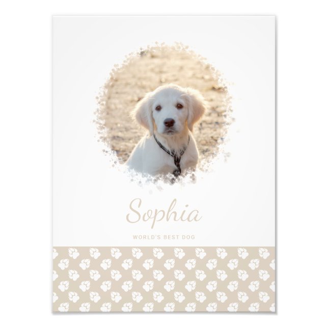 Foto Pet Personalizada e Pinturas Brancas no bege  (Frente)