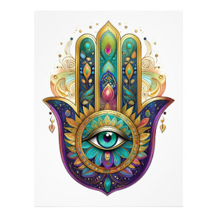 Foto Pétalas Violeta Verde Dourado Hamsa Turquesa Terce