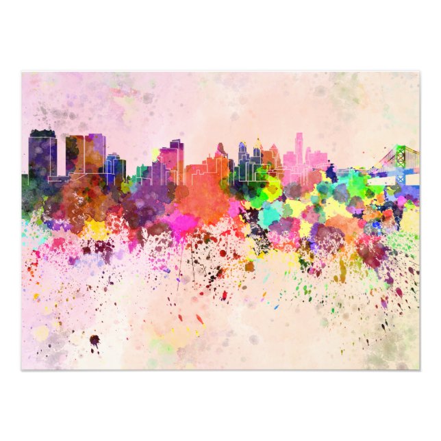 Foto Philadelphia skyline in watercolor background (Frente)