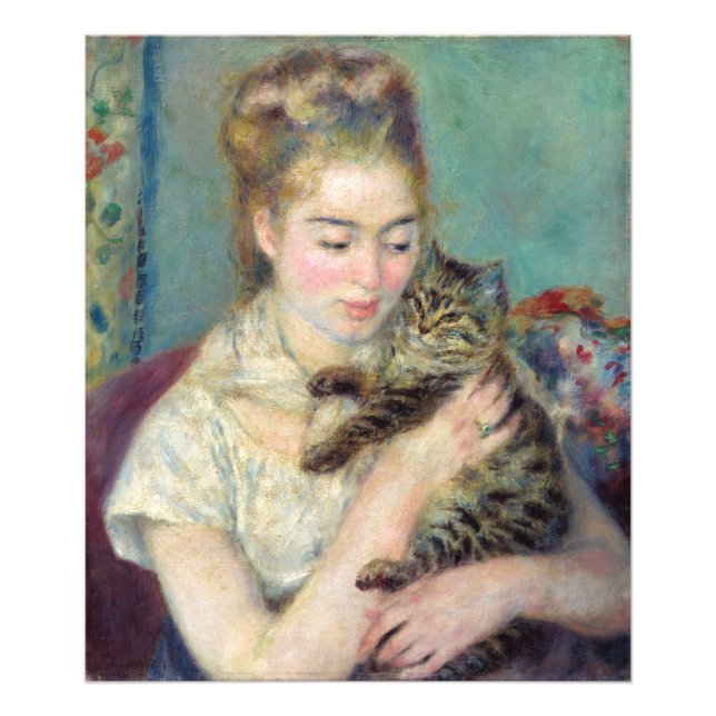 Foto Pierre-Auguste Renoir - Mulher com gato (Frente)