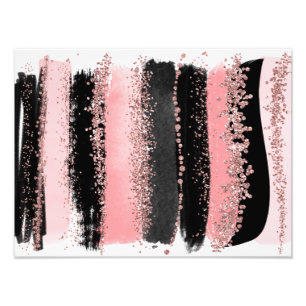 Foto Pincel de Aquarela Traçados Rosa Dourado Faux Glit