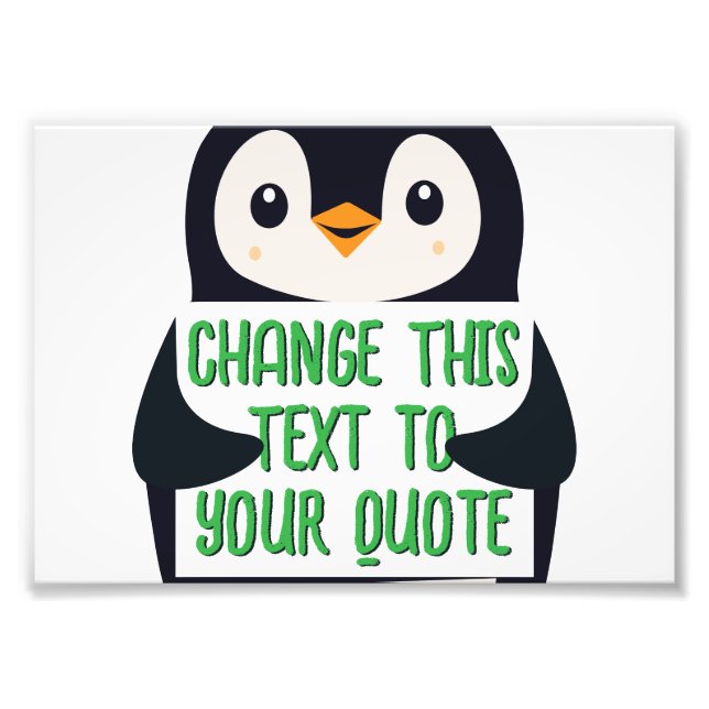 Foto Pinguim segurando um sinal com mensagem personaliz (Frente)