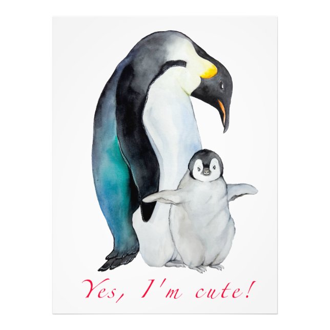 Foto Pinguins imperadores de aquarela (Frente)