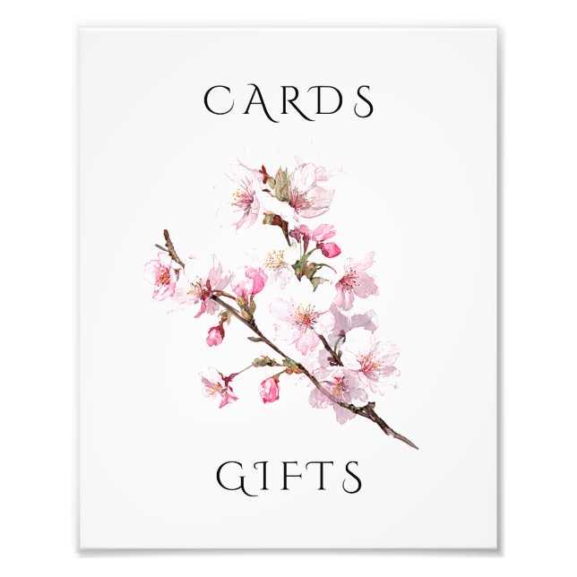 Foto Pink Cherry Blossom Wedding Cards & Gifts Sign (Frente)