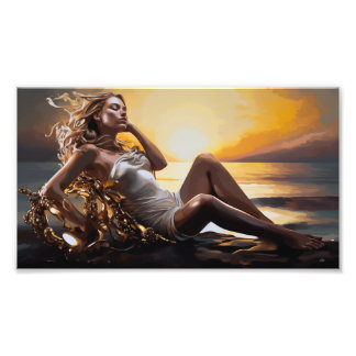 Foto Pintura a óleo, mar Ouro no pôr do sol