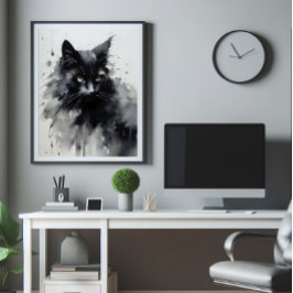 Foto Pintura a tinta preta de gato