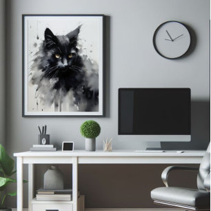 Foto Pintura a tinta preta de gato