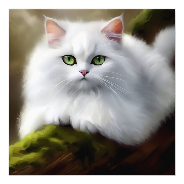 Foto Pintura de Gatos Brancos Fluffy (Frente)