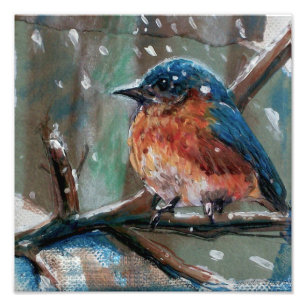 Foto Pintura de pássaro azul-oriental bonito inverno