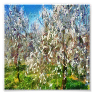 Foto Pintura de Ponto de Pontilhismo de Amêndoa Blossom