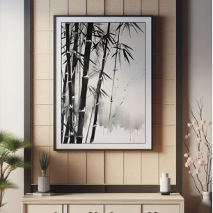Foto Pintura de Tinta da Floresta de Bambu