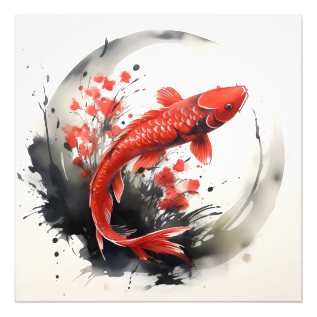 Foto Pintura de Tinta de Peixe Vermelho (Frente)