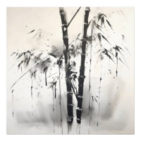 Pintura de Tinta Sumi-e em Bambu