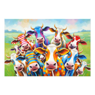 Foto Pintura de vaca multicolorida