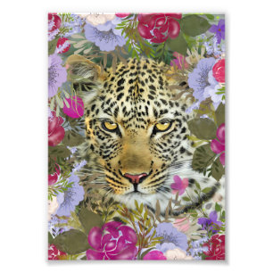 Foto Pintura do Leopardo Safari Selva Floral