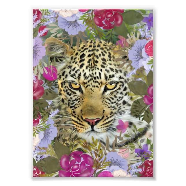 Foto Pintura do Leopardo Safari Selva Floral (Frente)