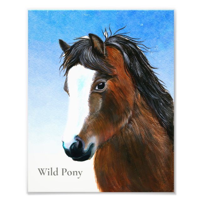 Foto Pintura em Aquarela Marrom Wild Pony (Frente)