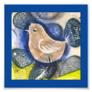 Foto Pintura feita à mão - colagem, pássaro bocho