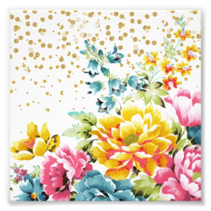 Foto pintura floral aquosa e trabalho de arte de confet