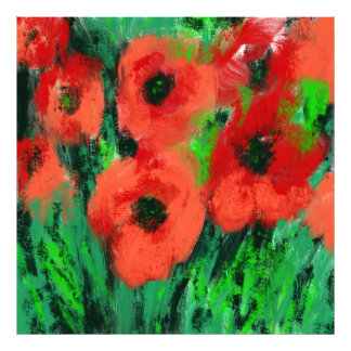 Foto Pintura Floral de Papoulas Vermelhas Abstratas