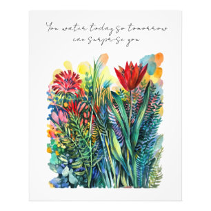 Foto Pintura floral em aquarela com citação 