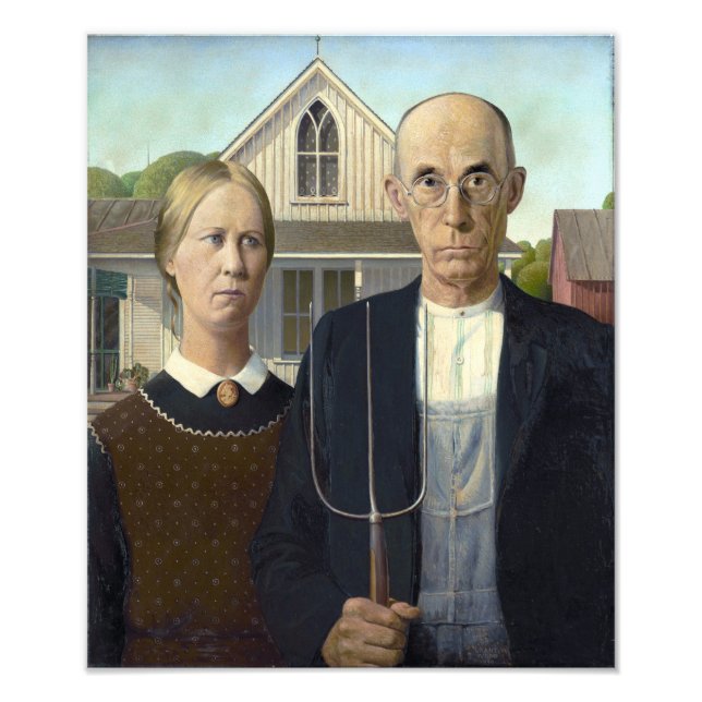 Foto Pintura Gótica Americana por Grant Wood (Frente)