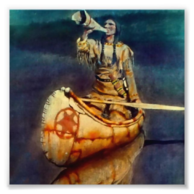 Foto Pintura ocidental de N C Wyeth “O Chamado do Alce” (Frente)
