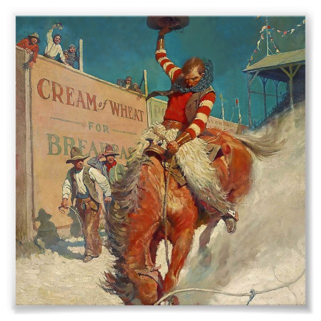Foto Pintura ocidental de N C Wyeth “O Rodeio” (Frente)